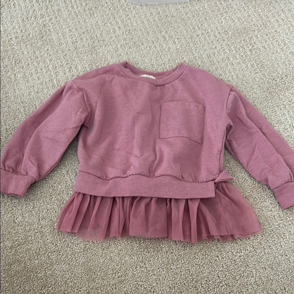 Jessica Simpson Pink Cropped Sweatshirt with Ruffle Hem